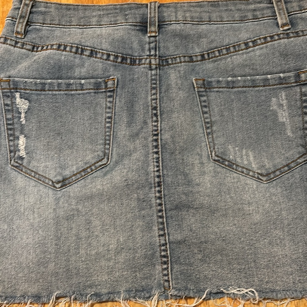 Floral embroidered denim stretch skirt size L - Picture 10 of 11